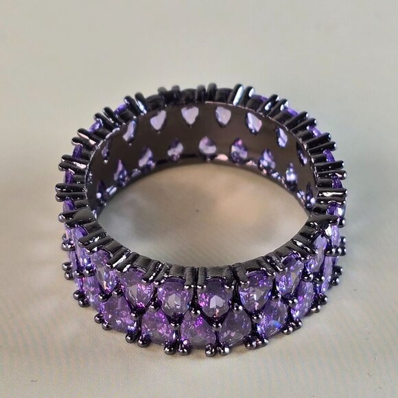 Synthetic Amethyst Cluster in Black-Plated Eternity Band Size 11 (NWOT) - Picture 4 of 5